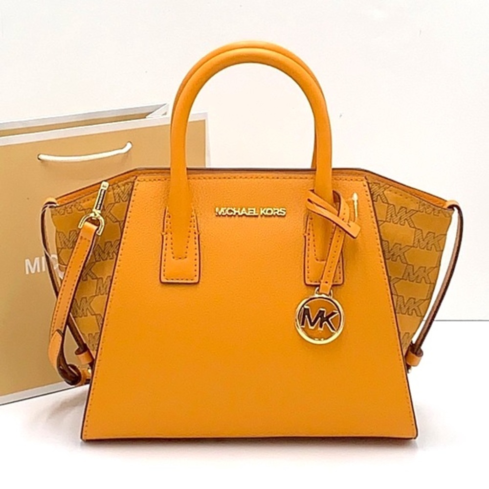 MICHAEL KORS AVRIL SMALL TOP ZIP SATCHEL CROSSBODY BAG HONEYCOMB COLOR - Picture 2 of 14